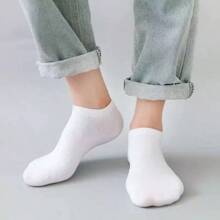 5 Pairs Solid Color Short Socks In Black, White & Gray, Unisex, Simple & Fresh For All Seasons