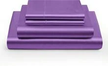 Satin Sheets King Silky Soft Satin Bed Sheets Purple Sheet Set, 1 Deep Pocket Fitted Sheet + 1 Flat Sheet + 2 Pillowcases - Purple - View 2