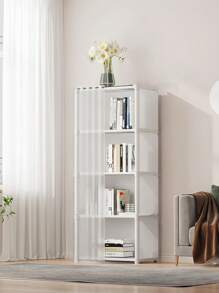 1pc Portable Closet Organizer, Multifunctional Cube Bookcase, Storage Shelves With Curtain, 31.5"W X 15.7"D, Freestanding Assembly, For Bedroom, Living Room, Kitchen, Office, Holidays, Christmas Gift