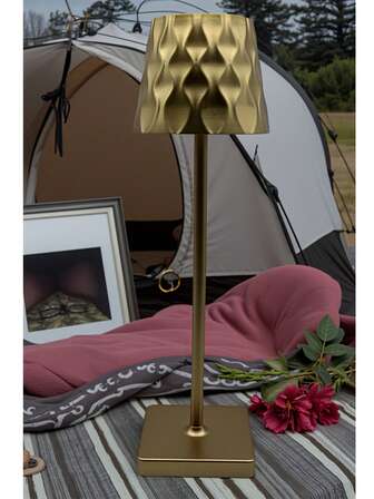 Desk Lamp, High Foot Wave Pattern Lamp, Rechargeable Portable Camping Lamp, Touch Sensor, 3-Color Dimming, Infinite Dimming, Creative Wave Pattern Lamp, RGB Bar Lamp, Soft Lighting Eye-Caring Bedroom/Living Room/Dining Room/Camping/Cafe Nightlight