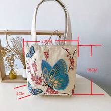 Summer New Fashion Mini Handbag, Double-Sided Gold Thread Embroidered Adorable Women Purse, Tote Bag, Butterfly Design