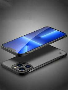 Transparent Frameless Shockproof Phone Case For IP16 15 14 13 12 11 Pro Max X XR XS Max 7 8 Plus SE 2020 Ultra Thin Back Cover Waterproof Anti-Fall Scratch Resistant - Black - View 2