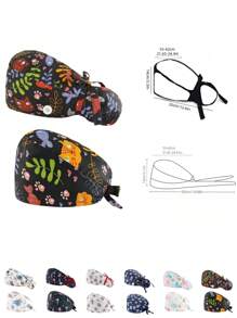 Set de 2 gorros de enfermera ajustables y bonitos con estampado, de talla única, que absorben el sudor, con correa elástica, adecuados para salón de belleza, veterinaria, médico, enfermera, trabajo de limpieza