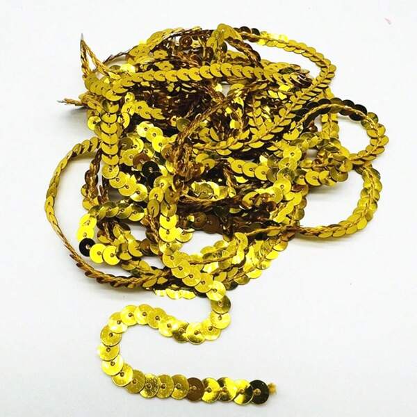 5 Meter 6mm Pailletten-Band, runde flache Pailletten, Laser-Glitzer-Pailletten für Basteleien, Nähzubehör, Pailletten-Borte