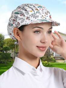 1pc Floral Printed Polyester Hair Band, Soft, Sweat-Absorbent, Dustproof, Adjustable, Breathable, , Washable, Oil-Resistant, Non-Pilling, Well-Crafted, Suitable For Restaurant, Kitchen, Workshop, Travel, Fashion, Work