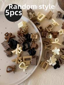 20 piezas/10 piezas/5 piezas Set de Pinzas de Flequillo Mini, Pinzas para el Cabello de Estilo Minimalista Princesa de Color Café Mate, Accesorios para el Cabello con Diseños Surtidos, Pinzas de Garra de Otoño de Moda de Invierno para Atuendos de Vacaciones para Mujer