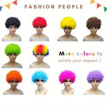Vibrant Afro Puff Wig - Colorful Clown Costume Hairpiece For Parties, Fans, And Themed Events, Elastic Net Cap, Low-Temperature Fiber, Perfect For Halloween, Cosplay, And Festive Gatherings, Festive Wig Curly Hairst (Random Color, Random Style) - Multicolor - View 3