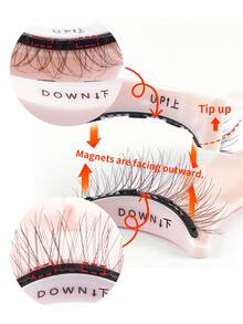 MAGEFY 一套棕色磁性假睫毛 - 包括磁性夹子 + 多功能刷 + 3 个睫毛夹 + 睫毛夹，狐狸眼假睫毛，便携，自然逼真，可重复使用，强力磁铁吸附，无需胶水，无需卸妆产品 - 自然纖長款 - 查看 8