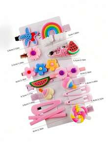 28件/套可爱粉色发夹套装,包含彩虹、水果、花朵等多种设计,色彩鲜艳——适合女孩和女士日常造型、派对、拍照,增添趣味和闪亮效果,包括发夹、发爪、发卡、发夹、发饰、头饰、情人节饰品、女士发饰、春季发夹等。 - 彩色 - 查看 4