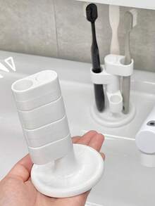 1 件简约浴室牙刷架，梳妆台桌面化妆刷收纳架，多功能桌面笔收纳架，便携式旅行牙刷防尘罩，适用于浴室、旅行和学校，浴室装饰