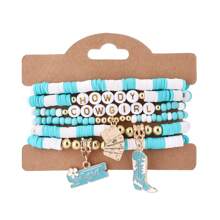 6pcs Set Western Cowgirl Themed Soft Clay Bracelets, Bohemian Style
