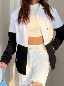 (Autumn/Winter) Women's Color Block Fashion Windproof Jacket For Fitness, Running, Workout, Women's Woven Hooded Casual Sports Camping Gym Hoodie, Best Autumn/Winter Gift For Girlfriend