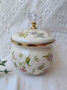 1pc/2pcs Colorful Enameled Coffee/Tea Pot, 1.2L Delicate Enamel Coffee Pot, Handle Pot Coffee Pot, Slim Spout Oil Pot Kettle, Family Boiling Pot, Tea Pot, Gift Pot For Home, Cafe, Party, Household Decor, Small Items Storage Bowl, Coffee Beans, Tea Leaves Storage, Tea Set Accessories, Thick Manual Tilting Water Pot, Floral Pattern Tea Pot, For Electric Or Gas Stove Coffee/Tea Brewing