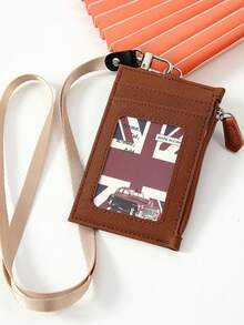 休闲仿皮卡包 - 1 件带挂绳的拉链证件包 - 无衬里可手洗女士钱包迷你钱包钱包学校用品卡包钱包返校用品 - 彩色 - 查看 7