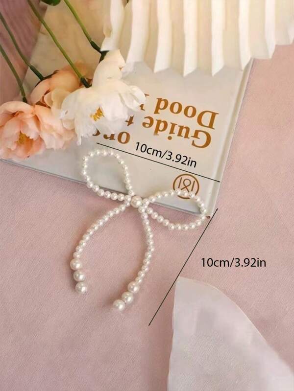 10Pcs-Pearl Bow Cake Toppers, Romantic Cake Decoration Set, Bow Decorations, Flower Wrapping Beads, And Floral Supplies For Cake Decoration. Suitable For Birthday, Mother's Day, Anniversary, Wedding, Valentine's Day Party Supplies