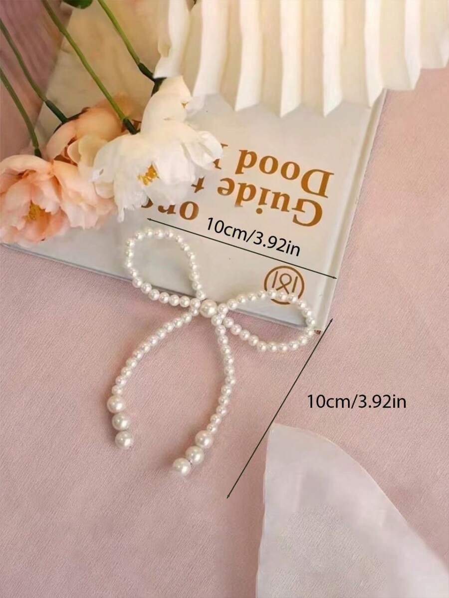 10Pcs-Pearl Bow Cake Toppers, Romantic Cake Decoration Set, Bow Decorations, Flower Wrapping Beads, And Floral Supplies For Cake Decoration. Suitable For Birthday, Mother's Day, Anniversary, Wedding, Valentine's Day Party Supplies