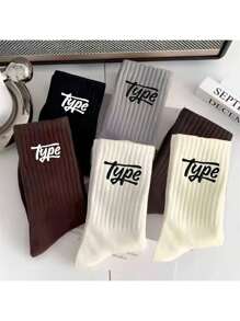 2/6/10/12 szt. TYP Letter Print Skarpety męskie, odporne na zapachy, oddychające, sportowe, codzienne, długie skarpety