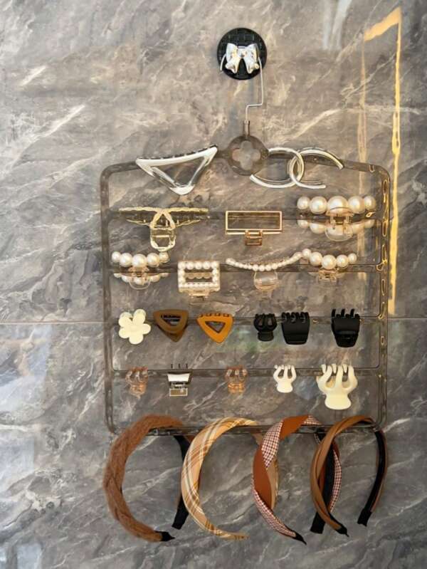 1 PC Girl Women Hair Claw Hair Accessory Organizer Rack,Wall Mounted Large Capacity Multi-Layer Dorm Bathroom Bedroom Makeup Room Hair Clips Headbands Storage Holder Rack,For Hair Accessories Storage Organizer Holder Rack,For Hair Claw,Hair Band,Hair Clips,Headband,Hairpin,Hair Clasp,Hair Hoop,Scrunchies,Colleagues Gift,Back To School Gifts