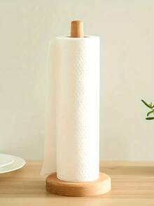 1 件竹制卫生纸巾架，垂直木质卷纸和保鲜膜收纳架，厨房餐厅休闲收纳整理架