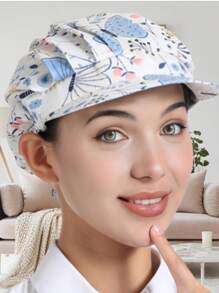 1pc Floral Printed Polyester Hair Band, Soft, Sweat-Absorbent, Dustproof, Adjustable, Breathable, , Washable, Oil-Resistant, Non-Pilling, Well-Crafted, Suitable For Restaurant, Kitchen, Workshop, Travel, Fashion, Work