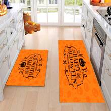 1/2 Piezas Felpudo de Halloween, con respaldo de goma, decoración de entrada de Halloween, decoración para interiores y exteriores, alfombra de cocina, alfombra de drenaje de poliéster, para cocina, sala de estar, entrada, balcón, decoración del hogar, resistente a las manchas, cafetería, bar, fiesta, regalo festivo, dormitorio, decoración del baño