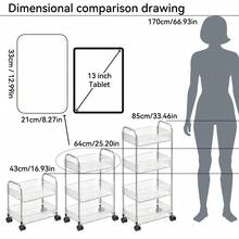 1 件装 2/3/4 层滚动推车，透明多功能储物推车，带把手和轮子，移动式收纳架，适用于办公室、浴室、厨房和客厅，透明实用推车，家居收纳 - 無色 - 查看 2