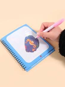 1 Pc Interesting Watercolor Book, Watercolor Painting Book With A Variety Of Cartoon Patterns, Fashion Coloring Book To Enhance Imagination And Cultivate Students' Interest In Handmade DIY Graffiti, Friend's Stationery Picture Book, 1 Random Colored Pen, School Supplies For Little Artists - A Must-Have For The Back-To-School Season,Back To School