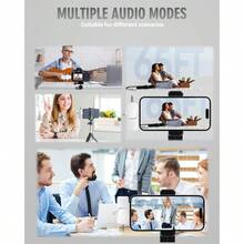 3 In 1 Wireless Lavalier Microphones For IPhone IPad Android Camera USBC Microphone 7Hour Battery Mini MicrophoneCrystal Clear Sound Quality For Recording   White 69wq - 白色 - 查看 4