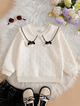 Girls Toddler Polo Collar Varsity Style Sweatshirt T-Shirt Autumn