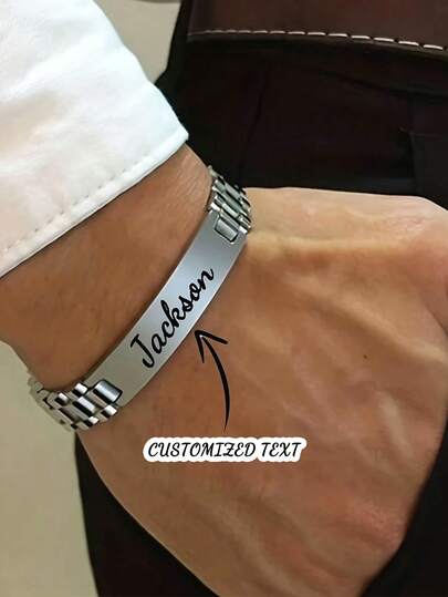 1pc Customized Fashion Open Bangle Bracelet, Featuring Heat Transfer Printed Round Bracelet, Personalized Name Bracelet, Holiday Gift, Daily Wear Jewelry, Accessory, Fashionable Jewelry, Customized Jewelry, High-Quality Printing, Personalized Jewelry, Unisex Bracelet, Men's Accessory, Jewelry Enthusiast