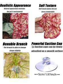 Reptile And Amphibian Aquarium Simulation Plants, Climbing Vines With Suction Cups - Habitat Decoration For Cockatops, Geckos, Snakes, Frogs, Etc., All-Season Aquarium Shelters And Turtle Tank Decoration, Reptile Box Accessory Plants, Bionic Leaves, Easy To Install, Materials, A Hiding Place For Amphibian Breeders And Reptile Enthusiasts - Multicolor - View 5