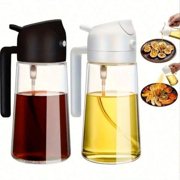 Oil Sprayer For Cooking, 16oz Olive Oil Dispenser Bottle - 2 In 1 Oil Dispenser And Oil Sprayer, Premium Oil Dispenser Bottle Spray And Pour, Oil Dispenser For Kitchen (Black)