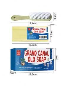 1 szt./2 szt. Zestaw mydła do prania i szczotek. Mydło w kostce do usuwania plam, mydło ze szczotką, mydło w kostce do czyszczenia bielizny, uniwersalny środek do usuwania plam z ubrań, butów, bielizny. Grand Underwear Cleaning, Canal Old Soap ze szczotką, mydła w kostce Grand - Wielokolorowe - Zobacz 10
