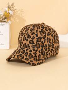 1 Pc Women Fashion Leopard Print Cute Decorative Baseball Cap, Multicolor, Suitable For All Seasons