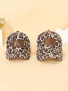 Leopard Print Net Cap, Cute Casual Design For Party & Daily Wear, Made Of Polyester, Size Adjustable, Suitable For All Seasons