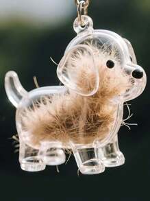 1pc Transparent Cute Dog Hair Storage Hanging Decor, Pet Hair Collection Box For Golden Retriever Schnauzer Hair Keychains