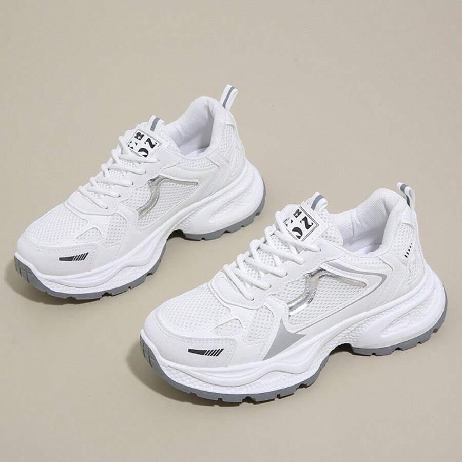Women's Platform Casual Sneakers, Ins Style, Slim, Non-Slip, Lightweight, Breathable Mesh, Suitable For Spring & Autumn, Running & Walking