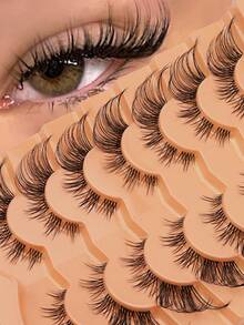 7 Pairs Of Natural Cat Eye False Eyelashes Transparent False Eyelashes Cat Eye Effect Light False Eyelashes Fox Eyelashes Eye Tail Extension Full Piece Soft Natural Realistic False Eyelashes - Lông mi  mắt mèo - Xem 6