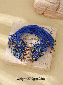 12pcs/Set Women's Casual Zinc Alloy & Rhinestone Evil Eye Bracelets