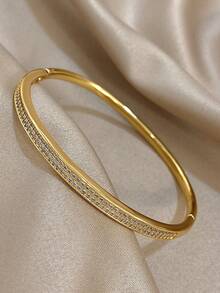 1 chiếc Vòng tay mỏng Zirconia tối giản dành cho phụ nữ Vòng tay vàng thanh lịch cho quà tặng trang sức tiệc sinh nhật hàng ngày Giáng sinh - Nhiều màu - Xem 12