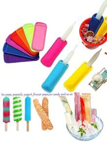 1pc/6/8pcs Freezer Pop Holders, Reusable & Washable Freezer Pops Protector Bags,Insulated Sleeves For Ice Lolly, Popsicle Holders,Neoprene Popsicle Sleeve,Summer. Back To School