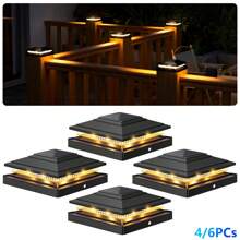 4/6pcs Solar Post Lights, Solar Outdoor Lights, Outdoor LED Solar Post Lamps, Post Cap Lights IP65 Waterproof, Outdoor Lights For 4x4 5x5 6x6 Wood/Vinyl Posts, Fence, Deck, Patio, Yard, Garden Decor, Porch Patio Stair, Decoration Street Light, Path