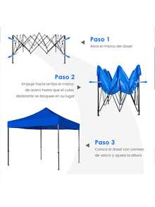 Carpas para jardín 3x3 m repuesto lona toldo impermeable accesorio exterior protección sombra jardín toldo resistente duradero diseño moderno montaje fácil hogar impermeable multiusos fiestas - Azul - Ver 7
