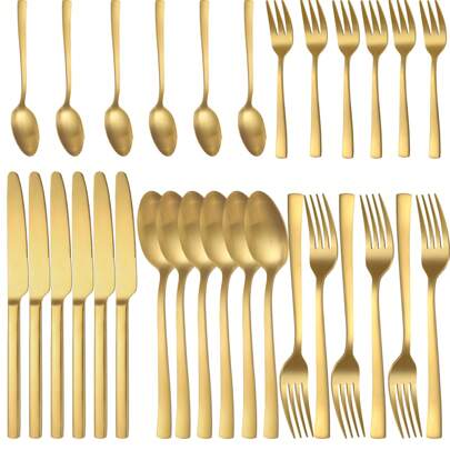 Elegante set di posate in acciaio inox da 30/60/90 pezzi, adatto per 6-18 persone, ideale per matrimoni, feste di compleanno, festa della mamma e festa dei genitori, lavabile in lavastoviglie.