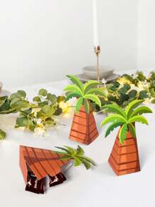2pcs Coconut Tree Shaped Candy Packaging Boxes, Folding Palm Tree Gift Boxes, Holiday Party Favor Boxes, Saudi National Day Decorations, Middle East Party Supplies, Summer Beach Restaurant Decor