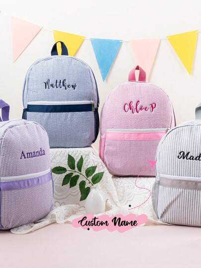 Kids Backpack, Personalized Children's Backpack, Bubble Chiffon School Style Backpack, Classic Cute Kids Schoolbag, Children's Gift, Boys & Girls Backpack, Multi-Functional, Decorative, Letter Pattern, Fashion, Modern, Colorful, Cute, Casual, Customized, Personalized, Unique, Personalized Custom, Ideal Gift For Him, Ideal Gift For Her