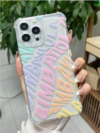 1pc Minimalist Letter Design Shockproof Transparent TPU Phone Case, Compatible With IPhone 17 Air, 17 Pro Max, 16, 16 Plus, 16 Pro Max, 16 Pro/11, 15 Pro Max, 14 Pro Max, Galaxy S2 Ultra, S2 FE, A15, A56, Realme C15, Infinix Hot 30i, Redmi A5, Note 14