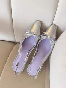 法式蝴蝶结包头高跟凉鞋，踝带粗跟鞋，夏季女鞋