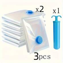 3/5 件真空收纳袋套装，15.75x23.62 英寸，密封，防尘防潮，节省衣物、床上用品、宿舍、衣柜和搬家空间，包含 1 个手动泵