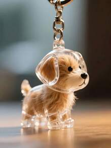 1pc Transparent Cute Dog Hair Storage Hanging Decor, Pet Hair Collection Box For Golden Retriever Schnauzer Hair Keychains